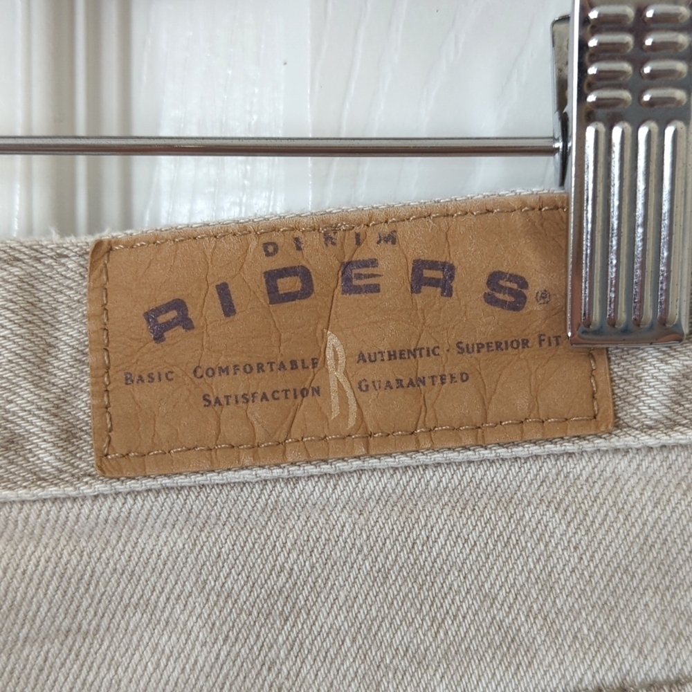 Riders 90's Vintage Classic High Waisted Relaxed Fit Denim Jean Shorts Beige 34 - Picture 13 of 13